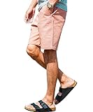 ストレッチツイルショーツ L ピンク｜メンズ カツラギショーツ ハーフパンツ 短パン ボトムス 無地 コーデュロイ 柄 夏服 伸縮性