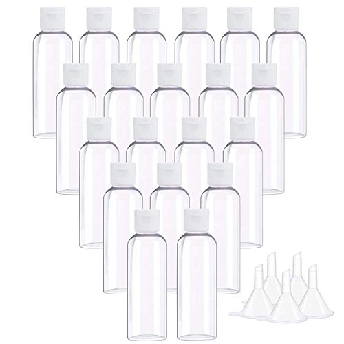 BuQiuRen 2 oz/60ml Clear Plastic Empty Bottles Travel Containers with Flip Cap for Toiletries Liquids Shampoo Lotion Conditioner - 20Pcs