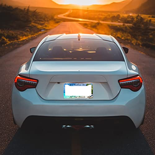 I'd Rather Be At The Beach Palm Tree License Plate Frame Car Universal Aluminum Car Tag Holder With 2 Holes And Screws For Women Men Auto Decoration For Usa Canada Vehicles Standard 12 X 6 Inch #TOP6