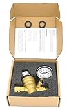 Adjustable Reducer Brass Water Pressure Regulator,with Gauge (0-160 PSI),Great for RVs and Boats and...