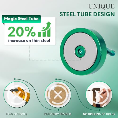 Image of Neosmuk Magnetic Hooks Steel Tube Design for Cruise,80lb+ Green,10 Pack | Cruise Ship Essentials,Heavy Duty Magnett Hooks for Cabins, Refrigerator, Grill, Hanging, and Travel Extra Strong Must-Haves