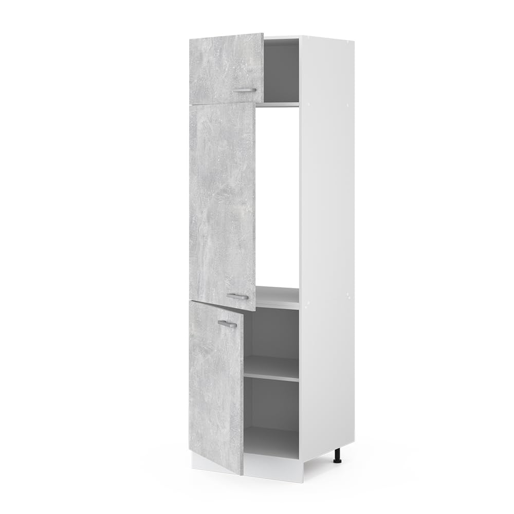 Vicco Armadio frigorifero R-Line, Calcestruzzo, 60 cm | per la libera combinazione all'interno di sistemi cucina modulari
