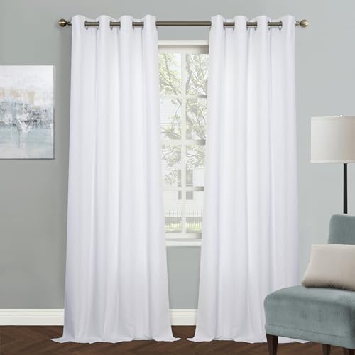 MYSKY HOME White Curtains for Bedroom & Living Room, Grommet Room Darkening, 90 Inch Long, Vertical Blinds Privacy Thermal Insulated, 1 Panel, 52 x 90 Inch, Pure White