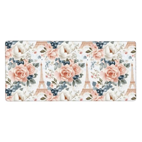 Grand tapis de souris de jeu tapis de bureau caoutchouc motif Tour Eiffel