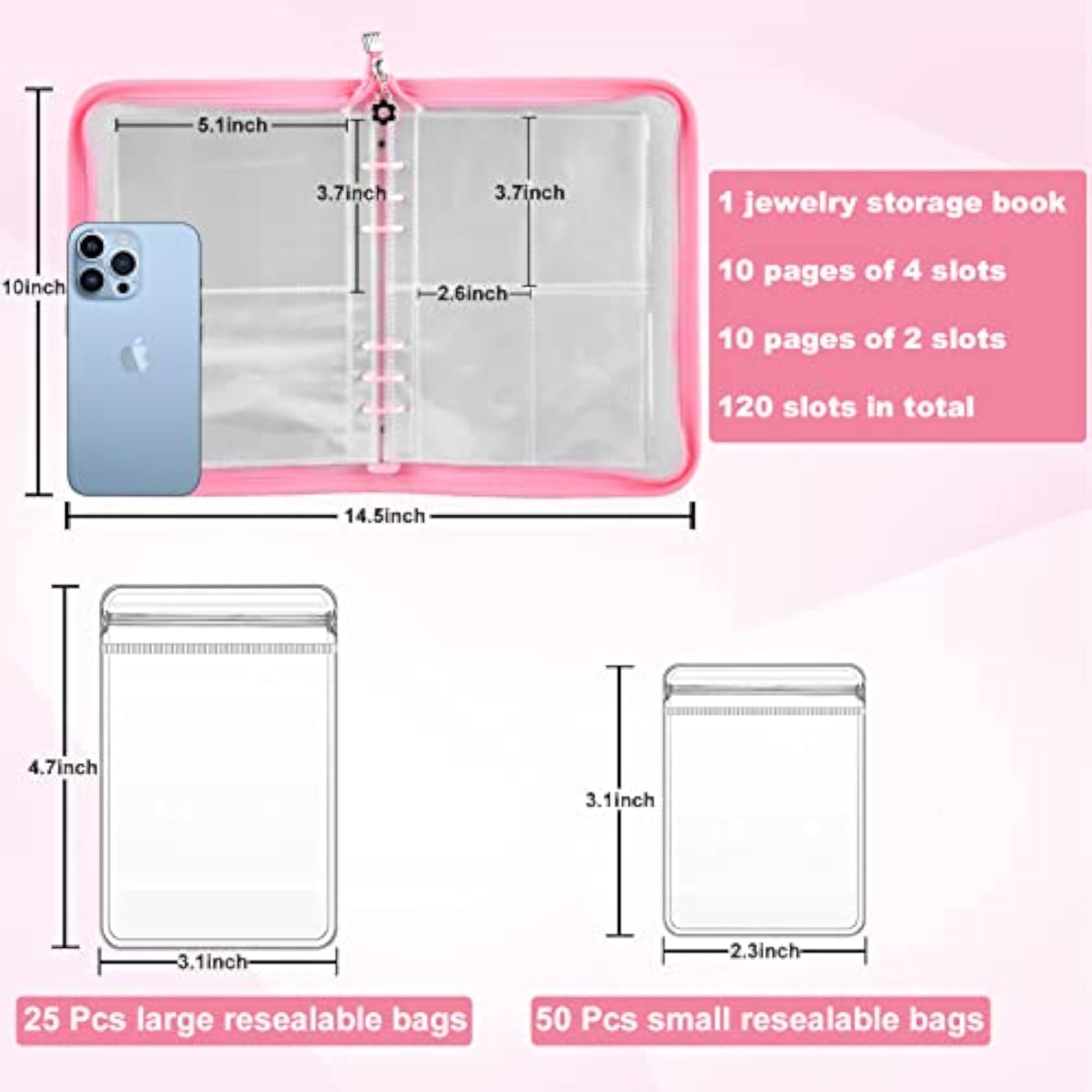 Travel Jewelry Organizer Transparent Storage Book Set