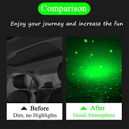 Usb Star Night Light, Portable Star Projector Night Light Car Roof Star Lights Adjustable Night Lamp Romantic Starry Projector Night Light Decor Room Ceiling Car Bedroom Celebration And Party (Green) #TOP2
