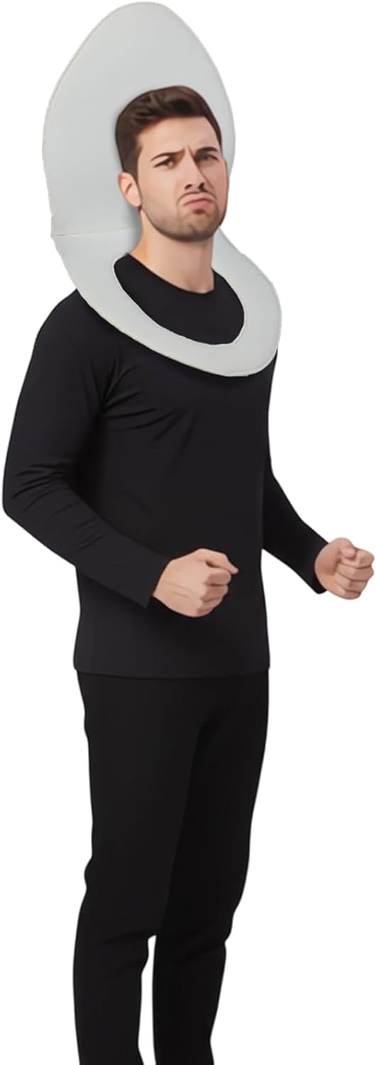 Yahenda Halloween Toilet Cosplay Sponge Portable Pullover Toilet Seat Cover Funny Clothing Costumes for Halloween Cosplay Themed Parties White