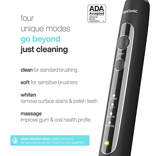 Aquasonic Black Series Pro – Ultra Whitening Toothbrush W Uv Sanitizing Base – 4 Modes & Smart Timers – Uv Sanitizing & Charging Travel Case – Power Toothbrush – Ada Approved Toothbrush #TOP2