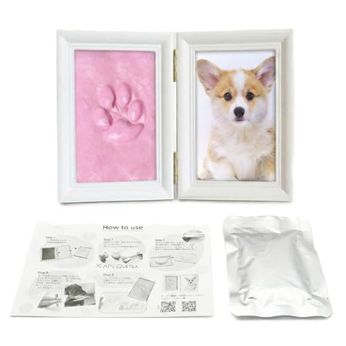 (エスネット) 動物看護士 監修 ペット メモリアル フォト フレーム 写真 立て 幅 23cm 高さ 15cm 手形 足型 粘土 付き SN-285-PF ピンク