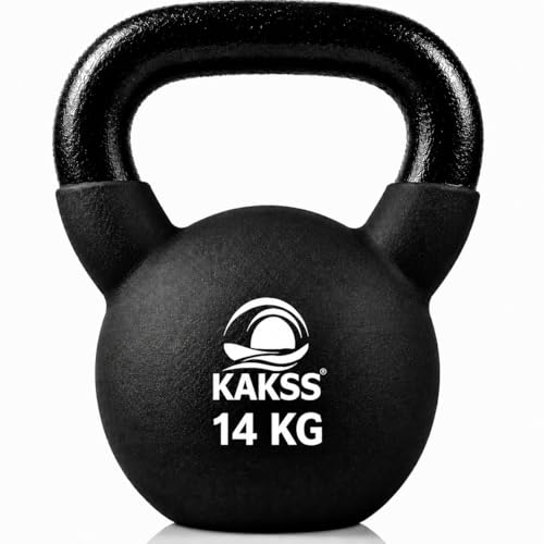 Image of Kakss Half Coating Neoprene Kettlebell (Black, 14 KG) (PROUDLY MADE IN INDIA)