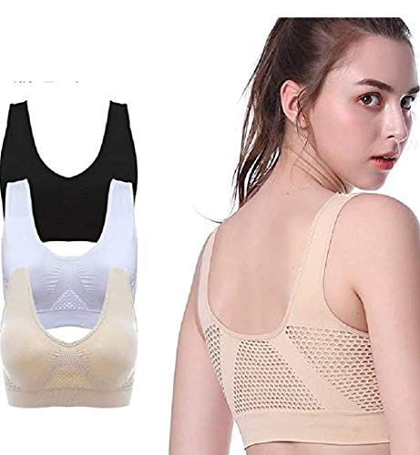 Sutiã esportivo feminino de malha perfeita com tecido respirável e acolchoado de alto impacto para m