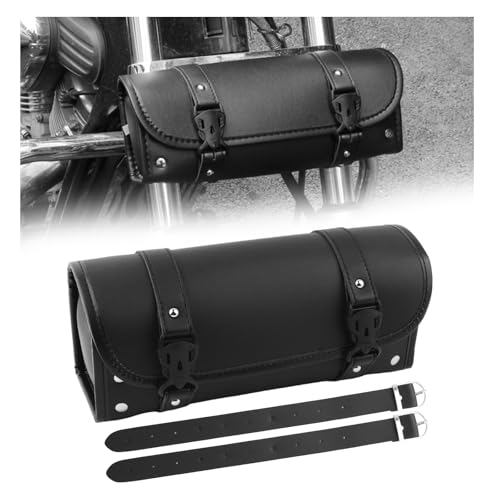 YGDMD Leather Motorcycle Handlebar Bag,Large Capacity Front Fork Bag for Motorcycle Storing Umbrellas,Phones,Keys,Stylish Motorcycles Tool Bags with Adjustable Mounting Straps