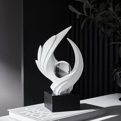 Estatua Abstracta de Llama de Resina Blanca 10.43 in miniatura 2
