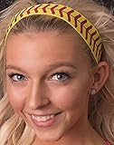 Softball Headband yellow with red Stitching, girls softball headband, softball gift. No slip