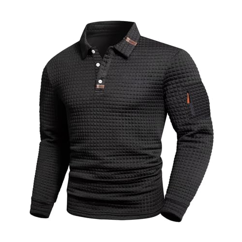 Camiseta polo de manga larga para hombre, cuello con botones, ajuste slim, ideal para golf, trabajo y ocasiones casuales miniatura 1