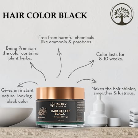 Image of Black Hair Color Powder (30 Gram) - Get Instant Natural Black Hair | Premium Plant-Based Ammonia-Free Natural Hair Color - Both for Men Women - Chemical Free