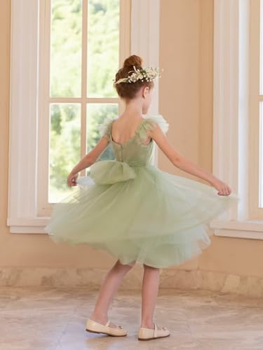 Tulle Flower Girl Dresses Ruffle Sleeve Wedding Pageant Party Dress Pretty Short First Communion Gown4
