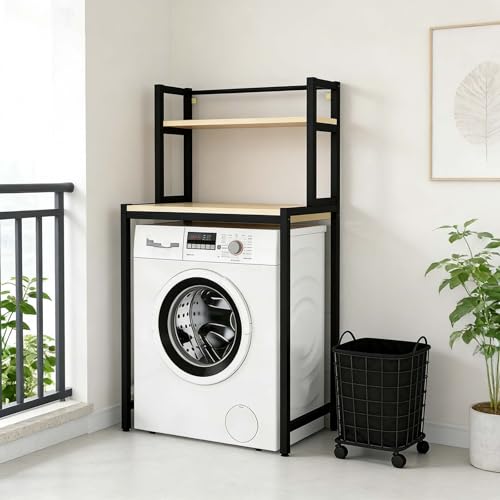 White/Black Laundry Room Storage Rack Over Washer, Multi Use Shelving