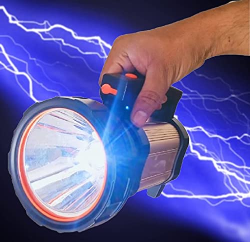 Adima Metal Rechargeable Waterproof Bright Laser Long Range Distance Power Search Emergency LED Torch Lights with Cut Handle for Kisan (Black, 100 Watt)