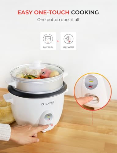 CUCKOO One Touch Rice Cooker 12-Cup Cooked, Small Rice Cooker & Warmer with Steamer Tray, Versatile Grain Cooker, Soup Maker, Auto Keep Warm, 6-Cup Uncooked, White (CR-0601C) #5