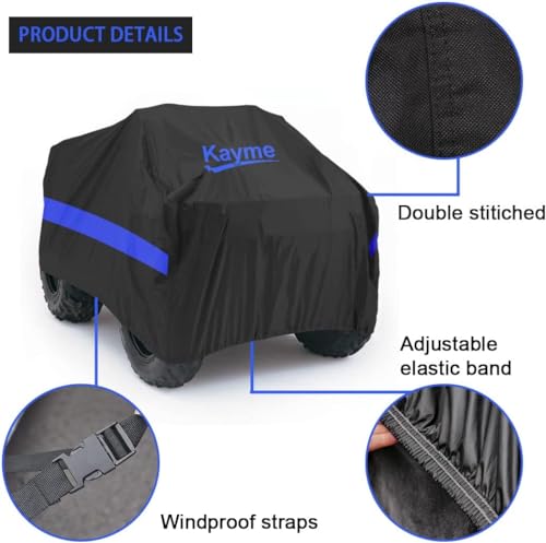 Image of Kayme ATV Cover Waterproof Outdoor Heavy Duty, 4 Wheeler Quad Cover All Weather Rain Snow UV Protection, Fits for Kawasaki, Polaris, Honda, Can-Am,Yamaha, Arctic Cat, Suzuki Etc. (100x43x48 inch)