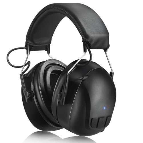Kalence Gel Ear Pads Bluetooth 5.4 Hearing Protection Headphones, 30dB Noise Cancelling Headphones, 1200mAh Rechargeable Safety Earmuffs Bluetooth Ear Protection for Mowing