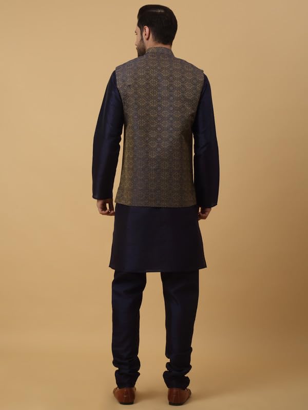 Men Silk Kurta Churidar With Jacquard Bandhani Silk Blend Nehru Jacket set, Ethnic Traditional Wear2