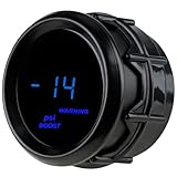 WATERWICH 2' 52mm Turbo Boost Gauge for Car Truck Marine Vehicle Automotive Blue