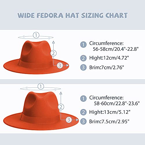 Image of Womens & Mens Fedora Hats, Wide Brim Fedora Hats for Women Men