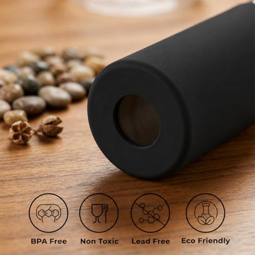 Image of Giftana Personalized Borosilicate Glass Water Bottle 500ml with Glass Sipper Tumbler 450ml, Reusable Leakproof Drinking Bottle with Silicone Sleeve, Eco-Friendly Bottle for Office Gym Travel (Black)