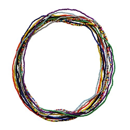 WATIIFUFU 10pcs Beaded Body Chain Necklaces Elastic Waist Bead Chains Necklaces for Women Jewelry Necklace Stretch Belt Adjustable Waist Bead African Waist Chains Decor Beads