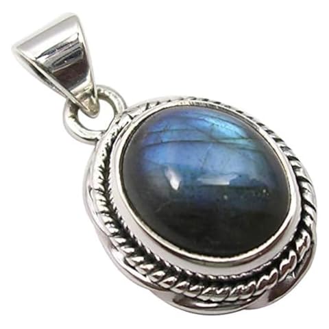 SilverStarJewel 925 Solid Sterling Silver Labradorite tcw 5.0 Pendant 0.9" Cheapest Shipping Cover