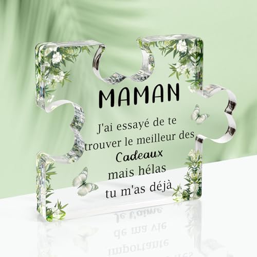 Cadeau Maman Cadeau Fete des Mere Cadeaux Anniversaire Maman Cadeaux pour Mamans Anniversaire Idee Présent Mamans Acrylique Bloc Puzzle Présent Mere Présent...