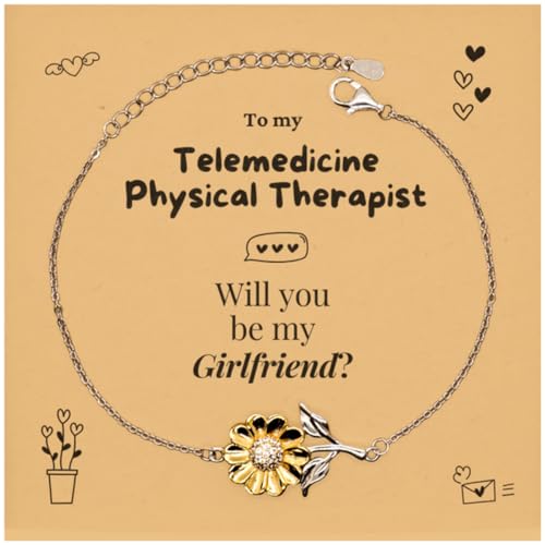 Telemedicine Physical Therapist Gift, Couple, Lover proposal card for her, I Love You for Valentine, Wedding, Marriage, Anniversaries, cute sunflower Bracelet | Be my Girlfriend