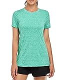 MOLERANI Damen Kurzarm Yoga Tops Lose Gym Laufen Relaxed Workout Kurzarm T-Shirt Activewear Athletic Sports Gym Tops Türkis XL