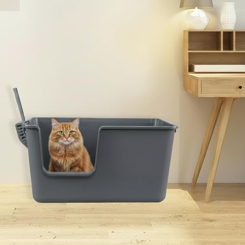 Juego de 4 areneros grandes para gatos con lados altos y pala miniatura 7