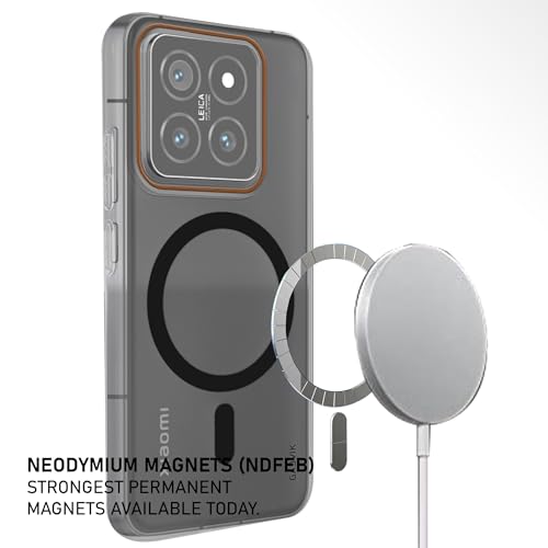 Image of Compatible for XIAOMI 14 5G Frosted Translucent Hard Back | Only Compatible with Wireless Magnetic Accessories | Thin and Slim Magnetic Back Cover (Black)