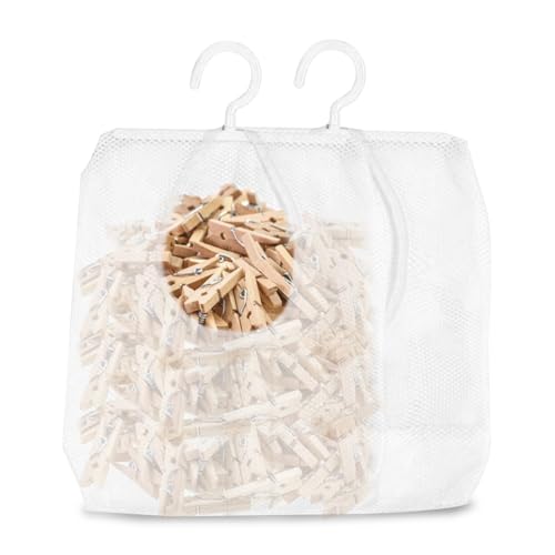 OUDQFCJ Bolsa de Lino para Pinzas de la Ropa,para hasta 50 Pinzas de la Ropa,Cesta con Gancho para Colgar para Uso doméstico,Bolsa para Pinzas de la Ropa,para Colgar,Reutilizable,Beige,Lino