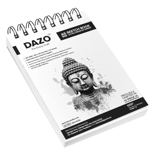Image of DAZO Paper A5 Sketch Book, 140 GSM, 50 Sheets, Ultra Premium Series, Spiral Bound, Watercolor, 148 x 210 mm