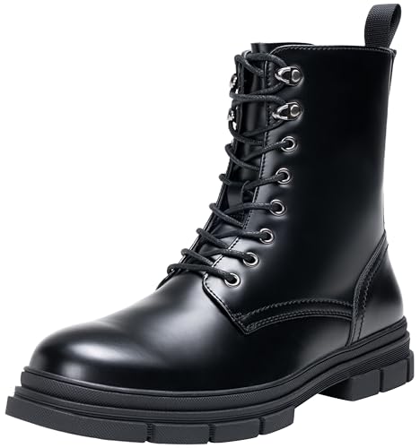Jousen Mens Boots High Top Motorcycle Boots Fashion Zipper Mens Casual Boots Chukka Dress Combat Boots(AMY8418 black 11)