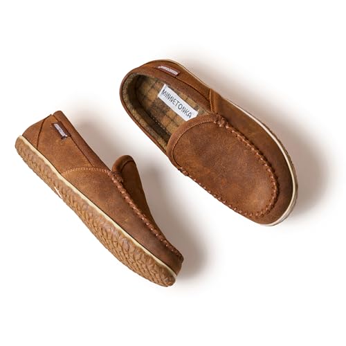 Minnetonka Men's Tilden Moccasin Suede Indoor and Outdoor Slippers2