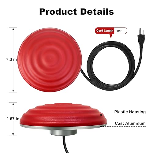 Gesail RED 1000W Fish Pond Heater, Durable Cast Aluminum 10Ft Power Cord Thermostatically Controlled With Auto Shut Off Floating Pond Deicer For Outdoor Ponds thumb #5