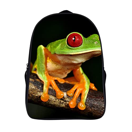 Sac à dos décontracté de voyage et école unisexe motif grenouille 40x28x16cm
