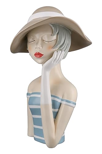 GILDE Deko Skulptur Figur Lady - mit Hut rote Lippen - Dekoration...