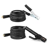 Tobewan 16mm² 2+3meter Schweißelektrodenhalter mit Kabel und Schweißerdungsklemme mit Kabel,300 A Schweißgerät,schnelle Verbindungen,10-25 Schnellverbinder,effizient für Schweißarbeiten