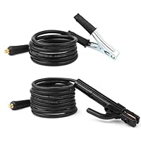 Tobewan 16mm² 2+3meter Schweißelektrodenhalter mit Kabel und Schweißerdungsklemme mit Kabel,300 A Schweißgerät,schnelle Verbindungen,10-25 Schnellverbinder,effizient für Schweißarbeiten