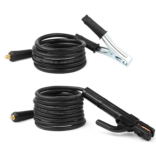 Tobewan Support d'électrode de soudage 16 mm² 2 + 3 m avec câble et borne de terre de soudage...