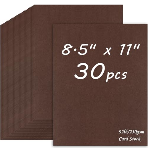 30 Sheets Dark Brown Cardstock 8.5 x 11 250gsm/92lb Craft Paper Coffee Thick Card Stock Brown Printer Paper for Card Making Scrapbooking DIY Crafts Greeting Cards Invitations Menus