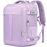 PUSLOM Mochila Viaje Cabina Avion 40x20x25 para Ryanair 20L Mochila de Viaje Equipaje de Mano Bolso Viaje Mujer Cabina Mochila Portatil 14 Pulgadas con Puerto USB para Trabajo Escuelas, Lila