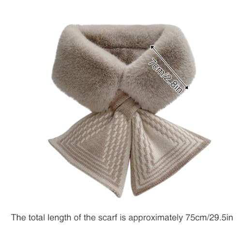 Zcargel Women Winter Plush Scarf, 60-80cm Fur Scarf Neck Warmer Elegant Temperament Shawl Collar Warm For Coats Down Jackets3